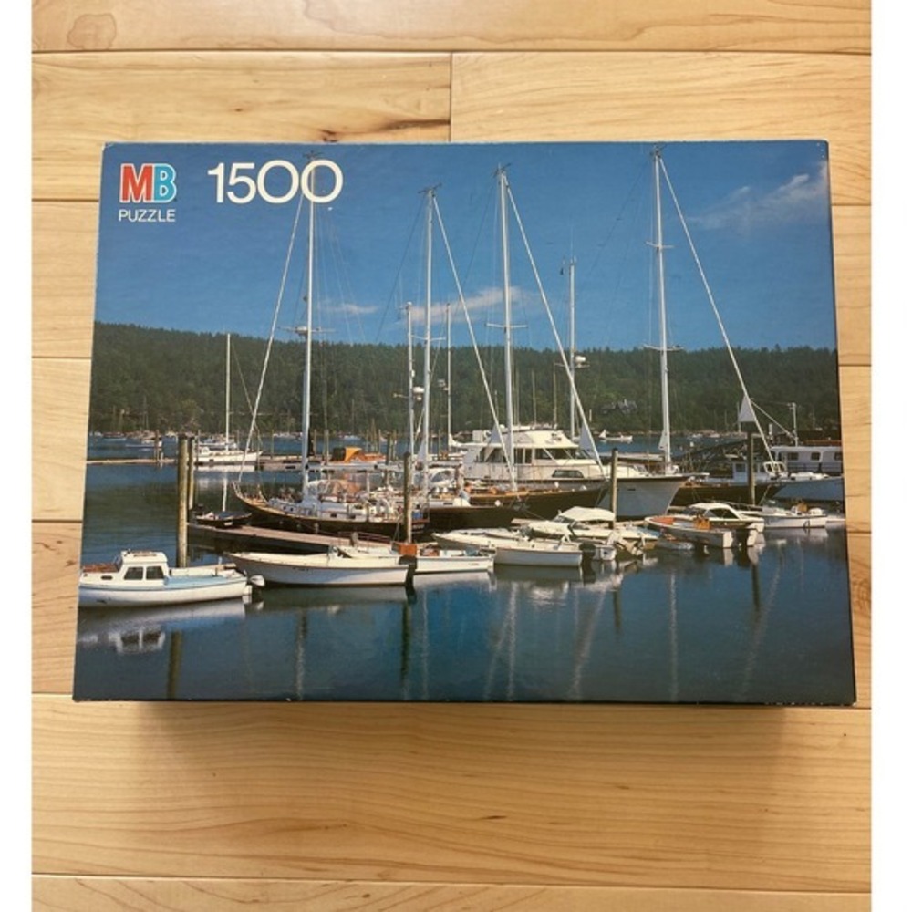 NEW MB York Puzzle 1500 Pieces Northeast Harbor Maine Sailboats 4335-12 Nautical